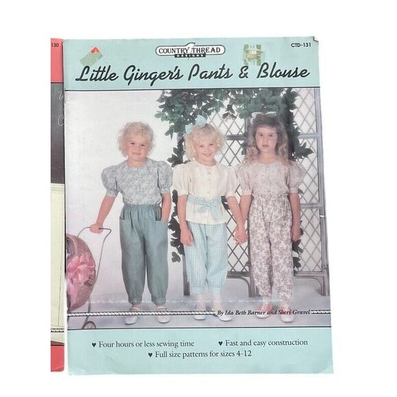 Vintage Little Ginger's Sewing Patterns Kids Pants Blouse Jumpsuit Lot Of 2 - Picture 6 of 6